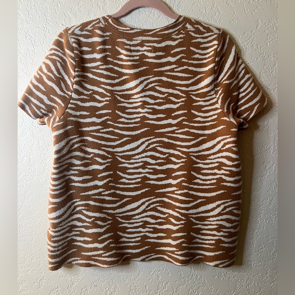 Anthropology Brown and White Zebra Print sweater shirt - Picture 4 of 7